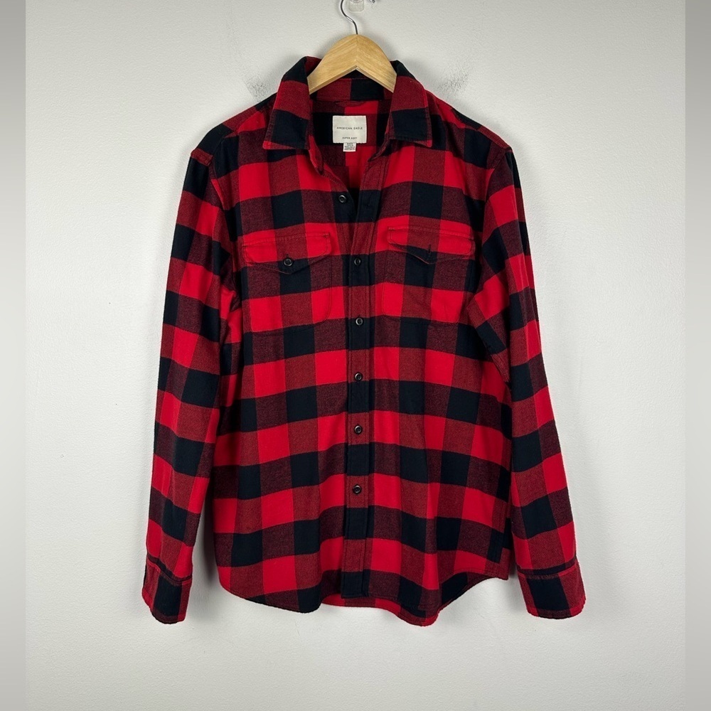 American Eagle Red Buffalo‎ Check Cotton Soft Flannel Long Sleeve Men’s Sz M